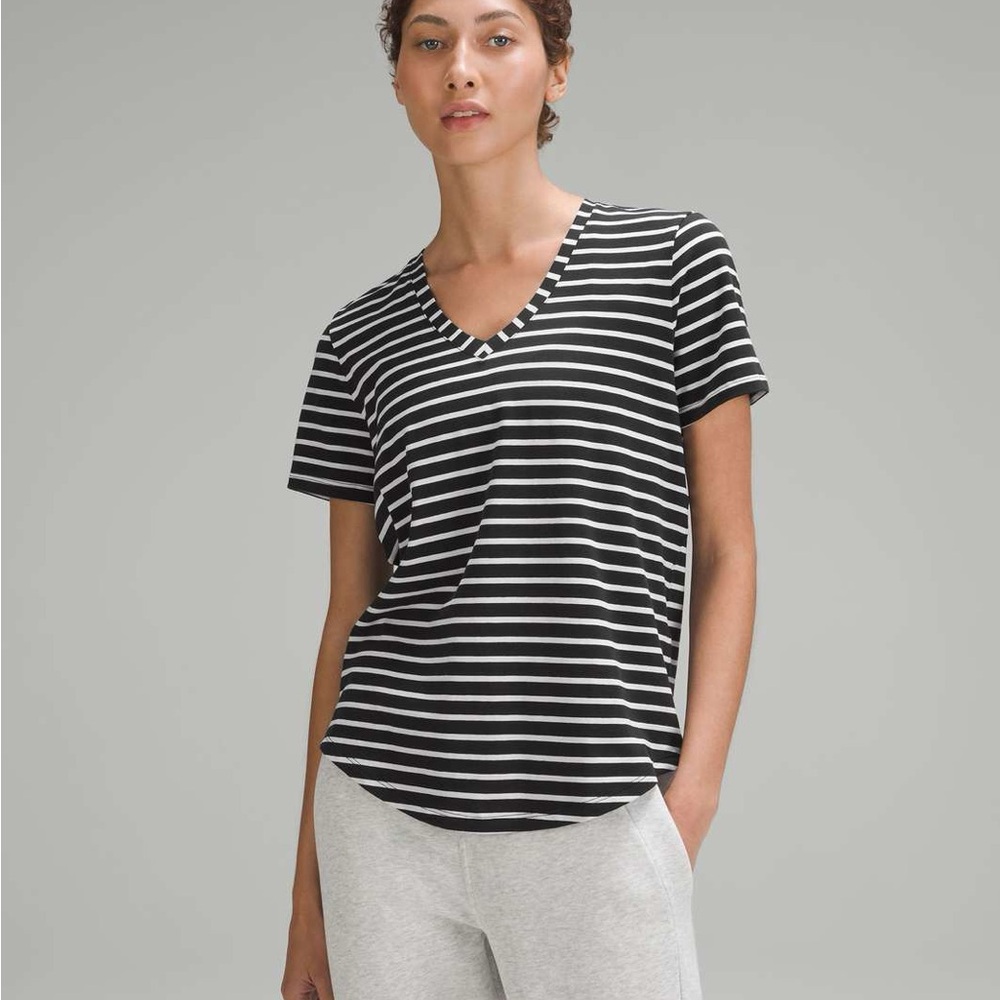 Black and White Striped Women's Top